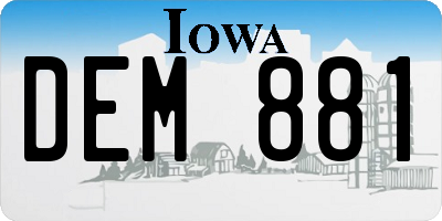 IA license plate DEM881
