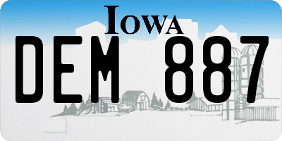 IA license plate DEM887