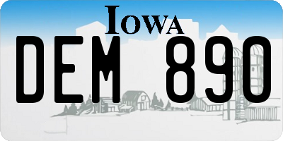 IA license plate DEM890