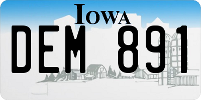 IA license plate DEM891