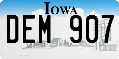 IA license plate DEM907