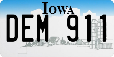IA license plate DEM911
