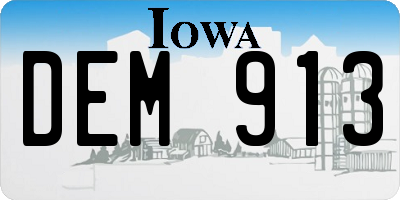 IA license plate DEM913