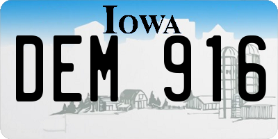 IA license plate DEM916