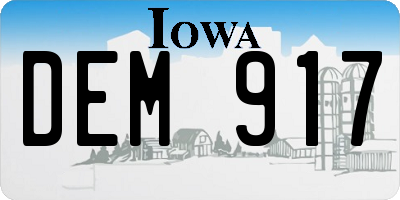IA license plate DEM917