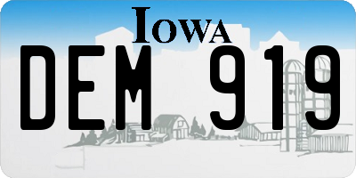 IA license plate DEM919