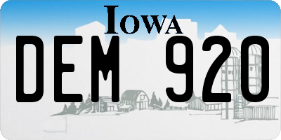 IA license plate DEM920