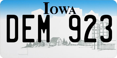IA license plate DEM923