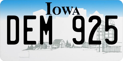 IA license plate DEM925