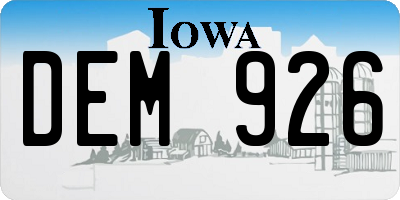 IA license plate DEM926