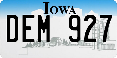 IA license plate DEM927