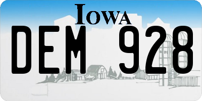 IA license plate DEM928