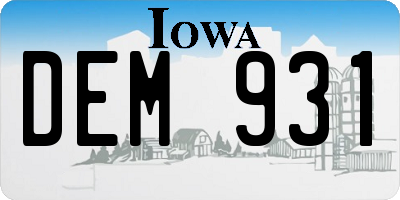 IA license plate DEM931