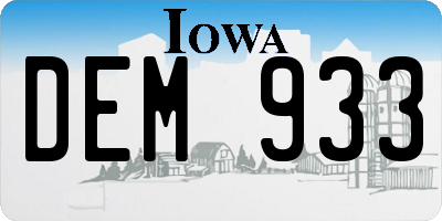 IA license plate DEM933