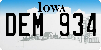 IA license plate DEM934