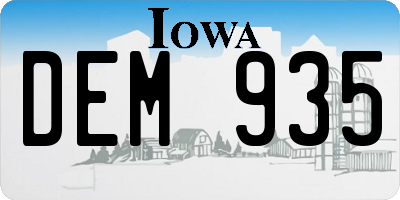 IA license plate DEM935