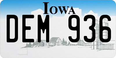 IA license plate DEM936