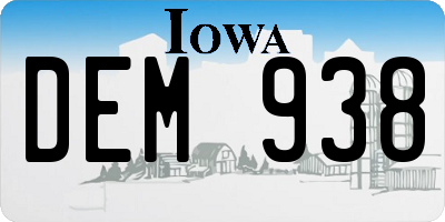 IA license plate DEM938