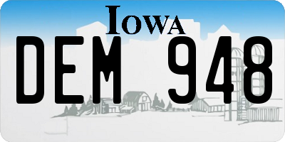 IA license plate DEM948