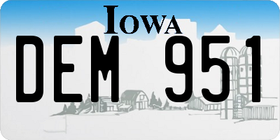 IA license plate DEM951