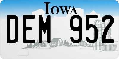 IA license plate DEM952