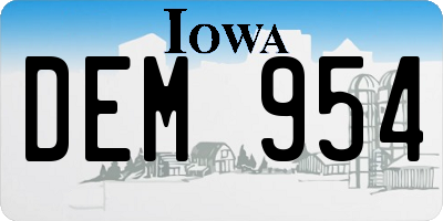IA license plate DEM954
