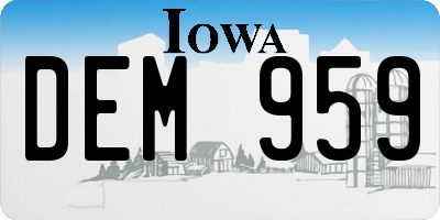 IA license plate DEM959