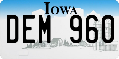 IA license plate DEM960
