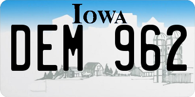 IA license plate DEM962