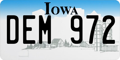 IA license plate DEM972