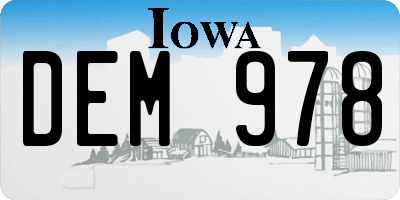 IA license plate DEM978