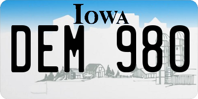IA license plate DEM980