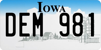 IA license plate DEM981