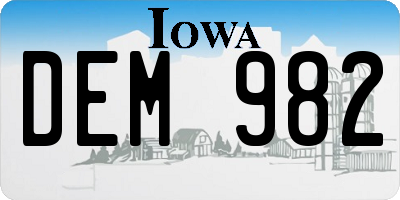 IA license plate DEM982