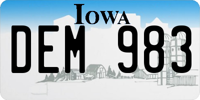 IA license plate DEM983
