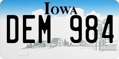 IA license plate DEM984