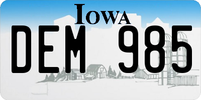 IA license plate DEM985