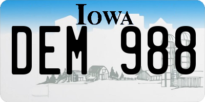 IA license plate DEM988