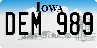 IA license plate DEM989