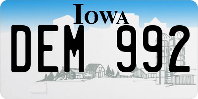 IA license plate DEM992