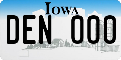 IA license plate DEN000
