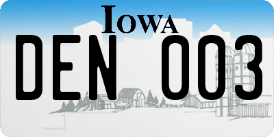 IA license plate DEN003