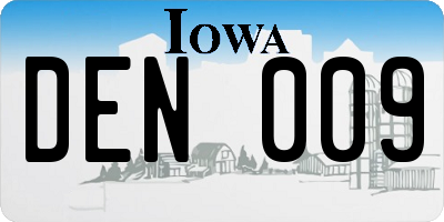 IA license plate DEN009