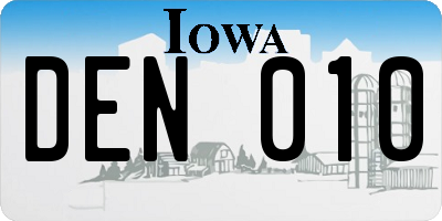 IA license plate DEN010