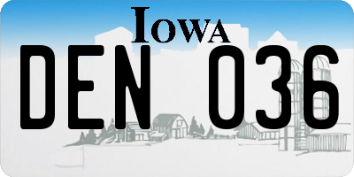 IA license plate DEN036