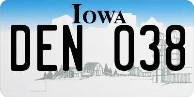 IA license plate DEN038