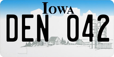 IA license plate DEN042