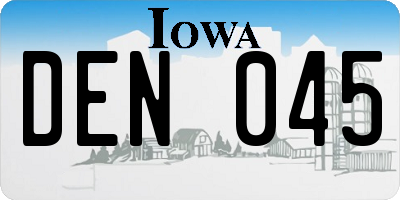 IA license plate DEN045