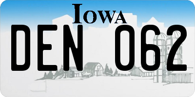IA license plate DEN062