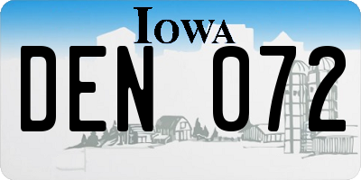 IA license plate DEN072